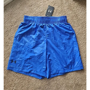 Under Armour Mens Woven Emboss Shorts 8 in Team Royal/Black, Size Small- NEW